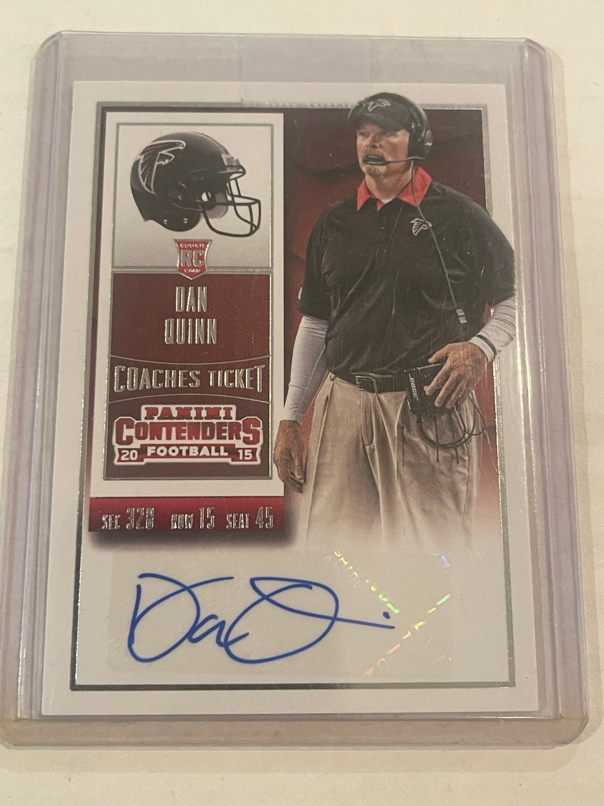 2015 Panini Contenders Coaches Ticket Auto Dan Quinn RC