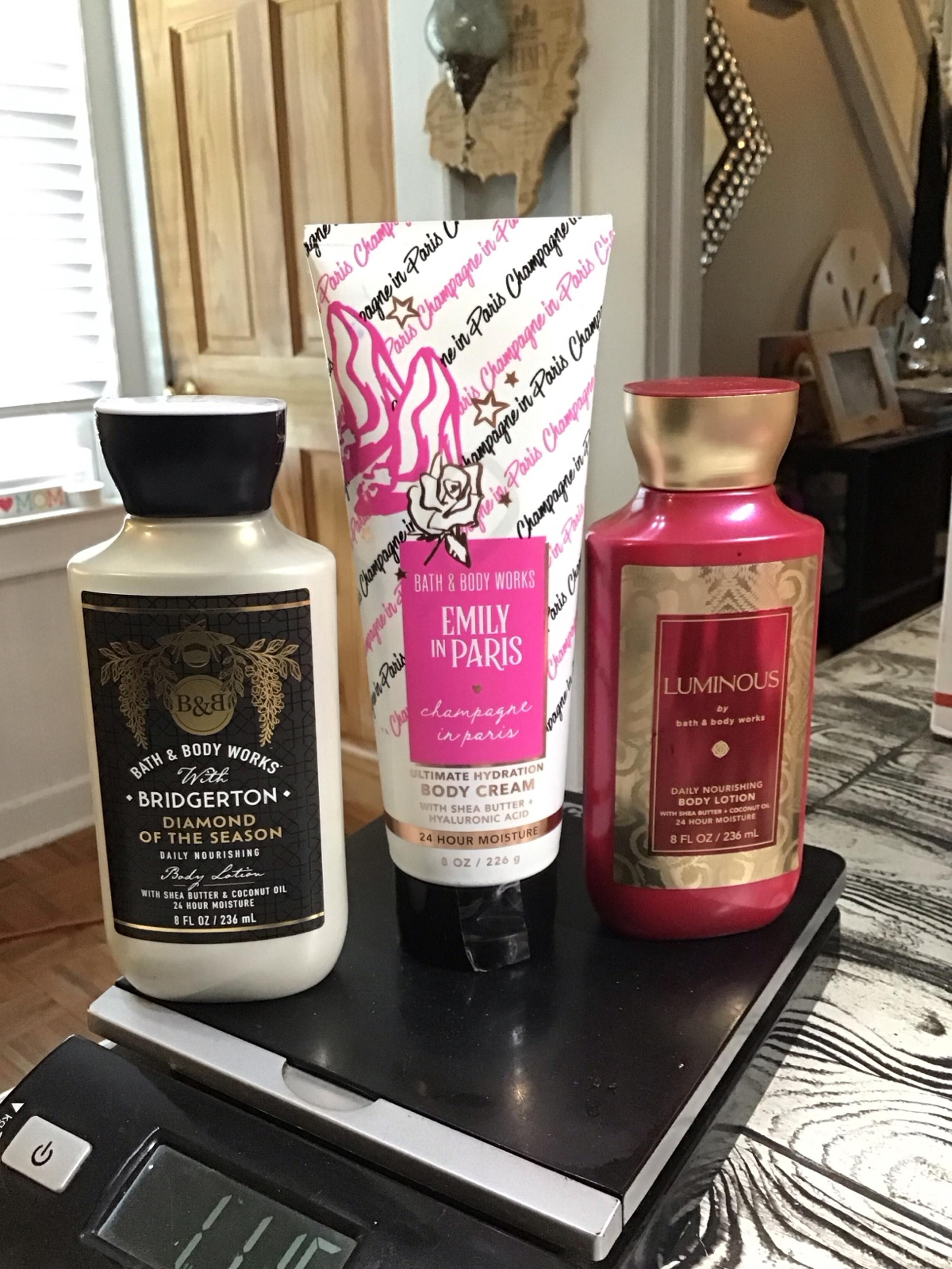 Bath & Body Works 3 lotions. Luminous, Bridgerton, Emily in Paris