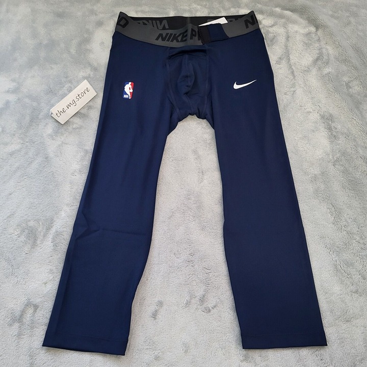 Nike Pro NBA Player Issued 3/4 Compression Tights Sz M-Tall Navy Blue DN1547 419
