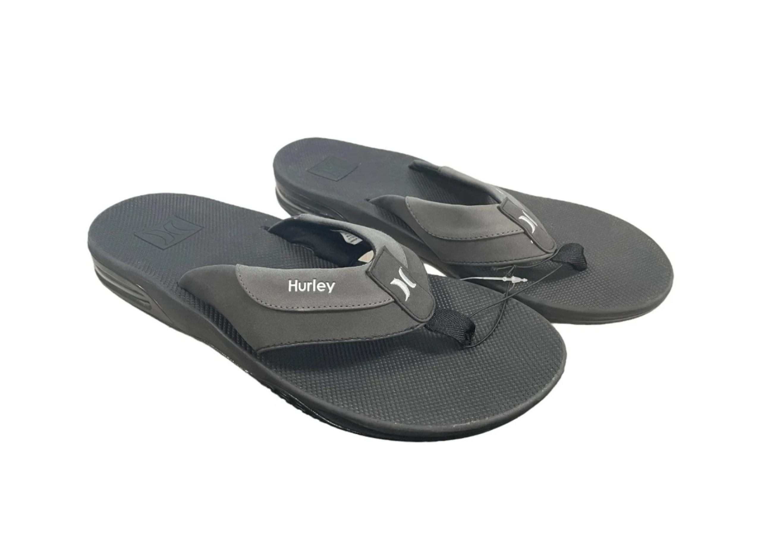 Hurley Men's Bubble Cushion Heel Surf Comfort Easy Slip-On Flip Flops,(Black, 9)