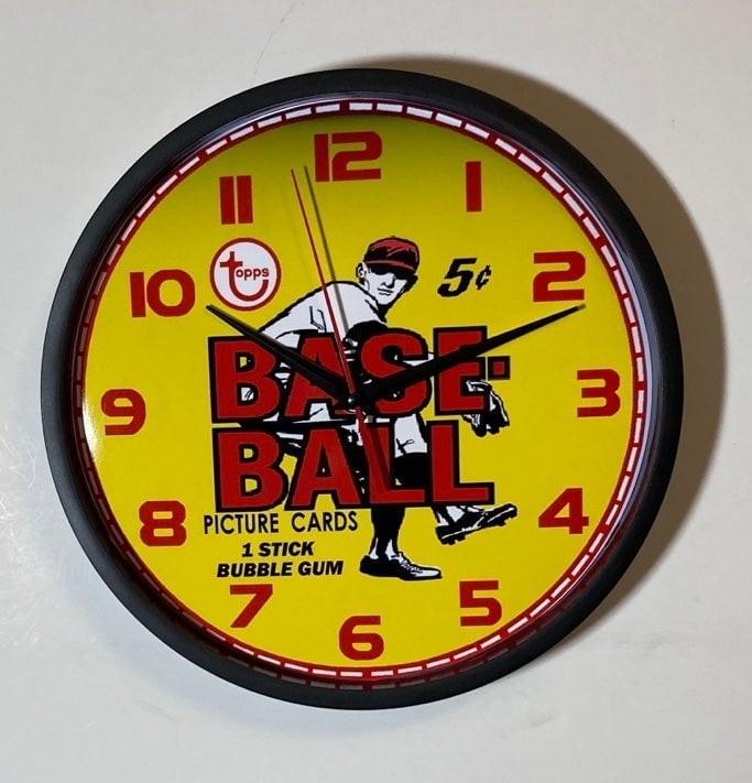 Topps Baseball cards logo battery wall clock