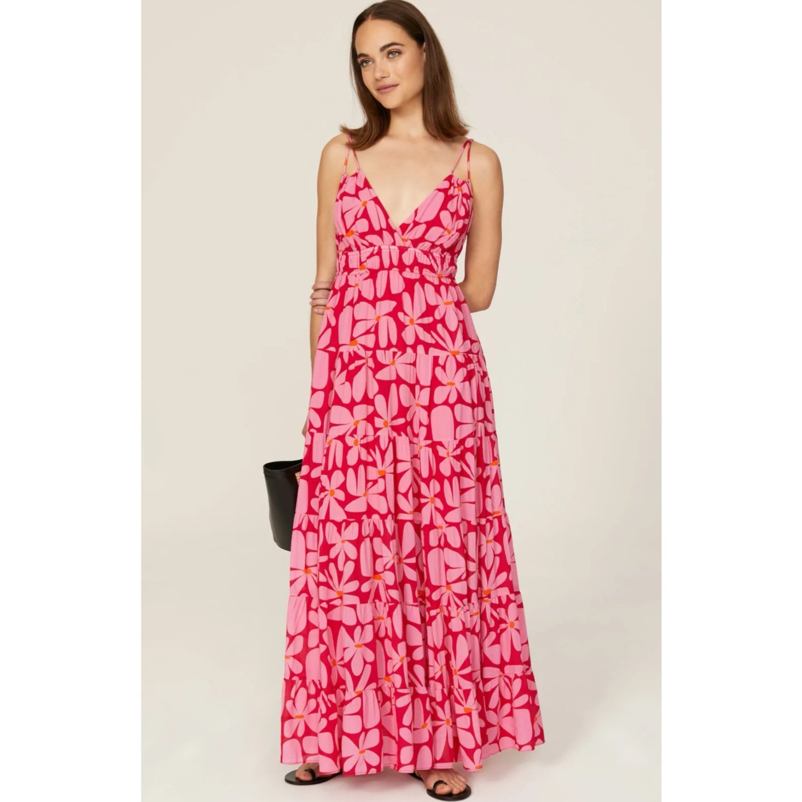 Hutch Anthropologie Floral Spaghetti Strap Maxi Dress Size M