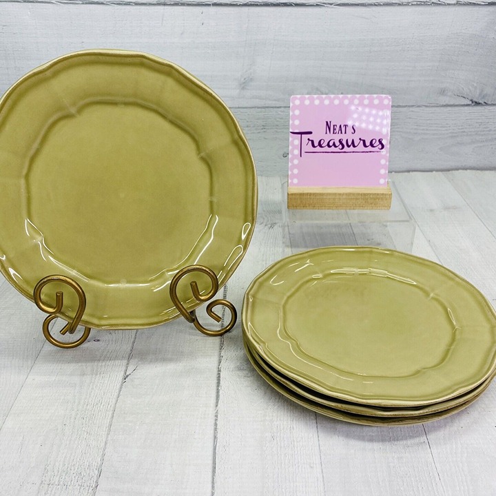 Noble Excellence TOSCANO SAGE GREEN Portugal Stoneware Salad Lunch Plates Set 4