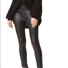 FREE PEOPLE Black Metallic Faux Leather Leggings Size Med