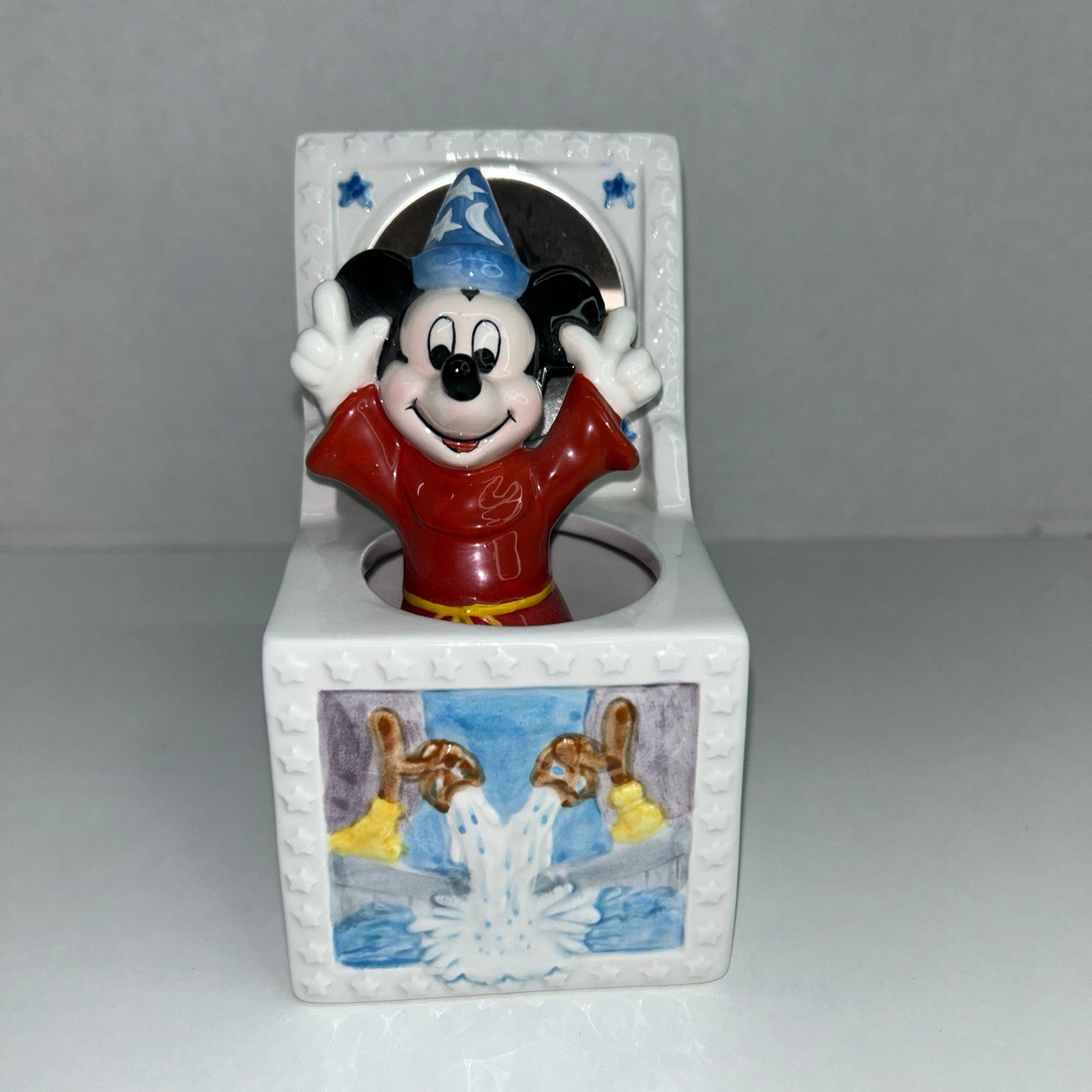 Schmid Disney Mickey Mouse Music Box Fantasia SORCERER Animated Ceramic READ