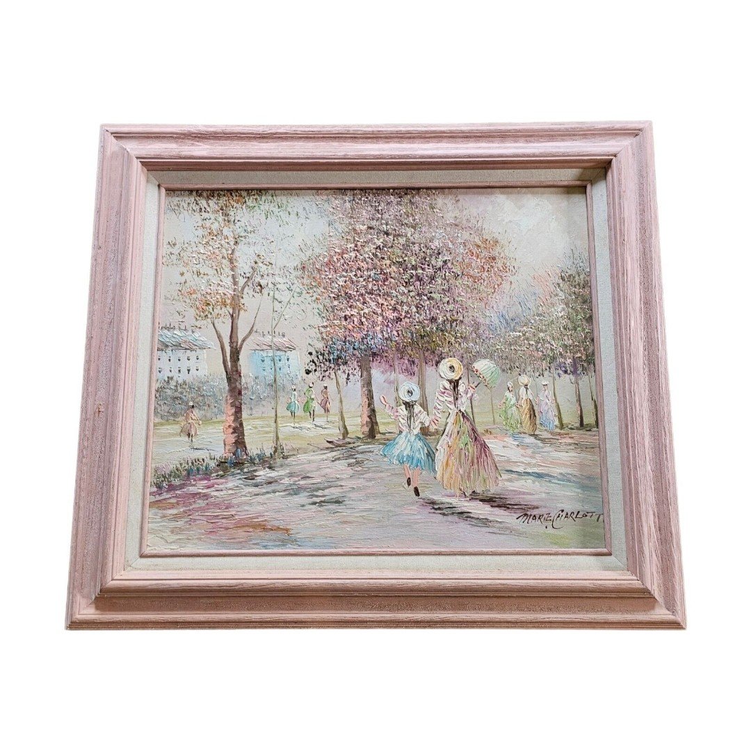 Marie Charlot Framed Early 20th Century Oil Painting Girls Signed Original