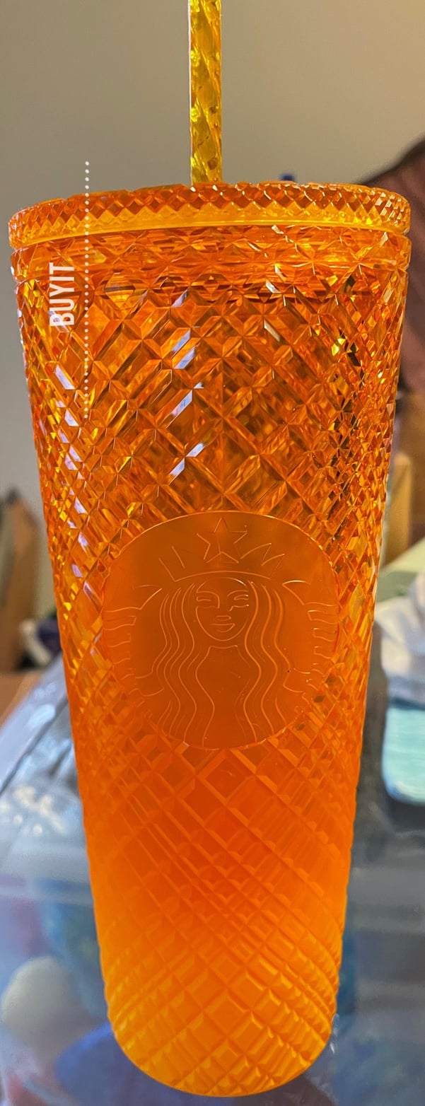 Starbucks Venti jeweled Mango orange ombre grid tumbler