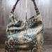 Rafe New York Python Leather Embossed Large Tote Tassel Brown Cream Turquoise