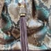 Rafe New York Python Leather Embossed Large Tote Tassel Brown Cream Turquoise