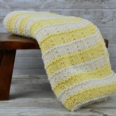 Yellow White Striped Afghan 36 x 29