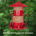 VECELO Bird Feeders for Outdoors Hanging, Large Capacity, 4 Water Cups & 6 Feedi