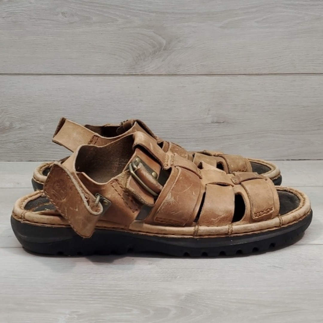 Timberland Mens Smart Comfort Outdoor Leather Hook&loop Sandals Shoes sz 9M