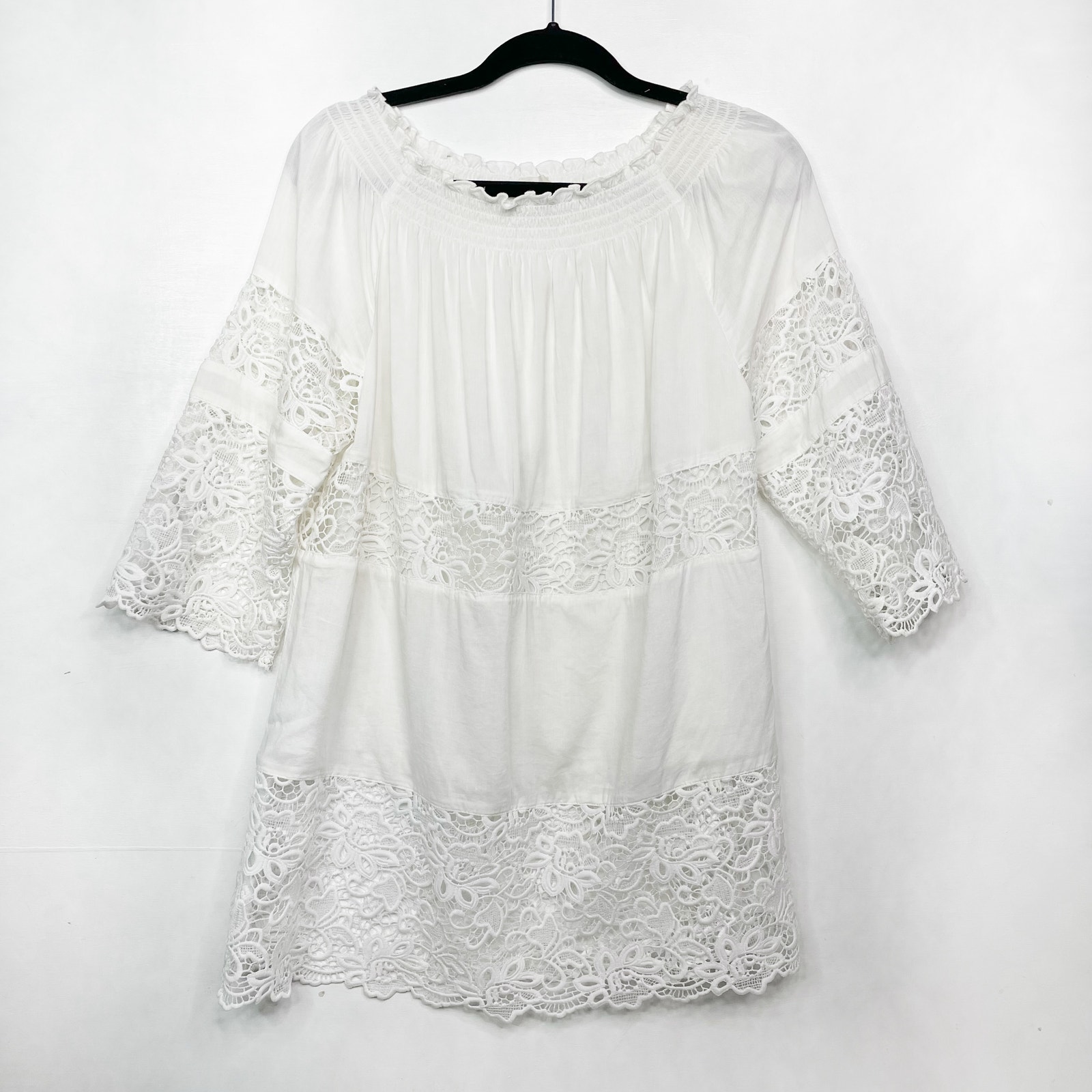 White Lace Smocked Tunic
