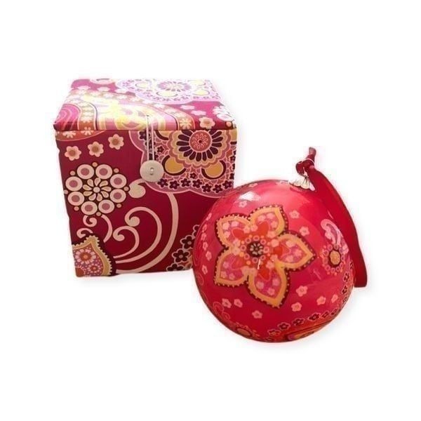 RARE Vera Bradley Glass Christmas Ornament in Raspberry Fizz