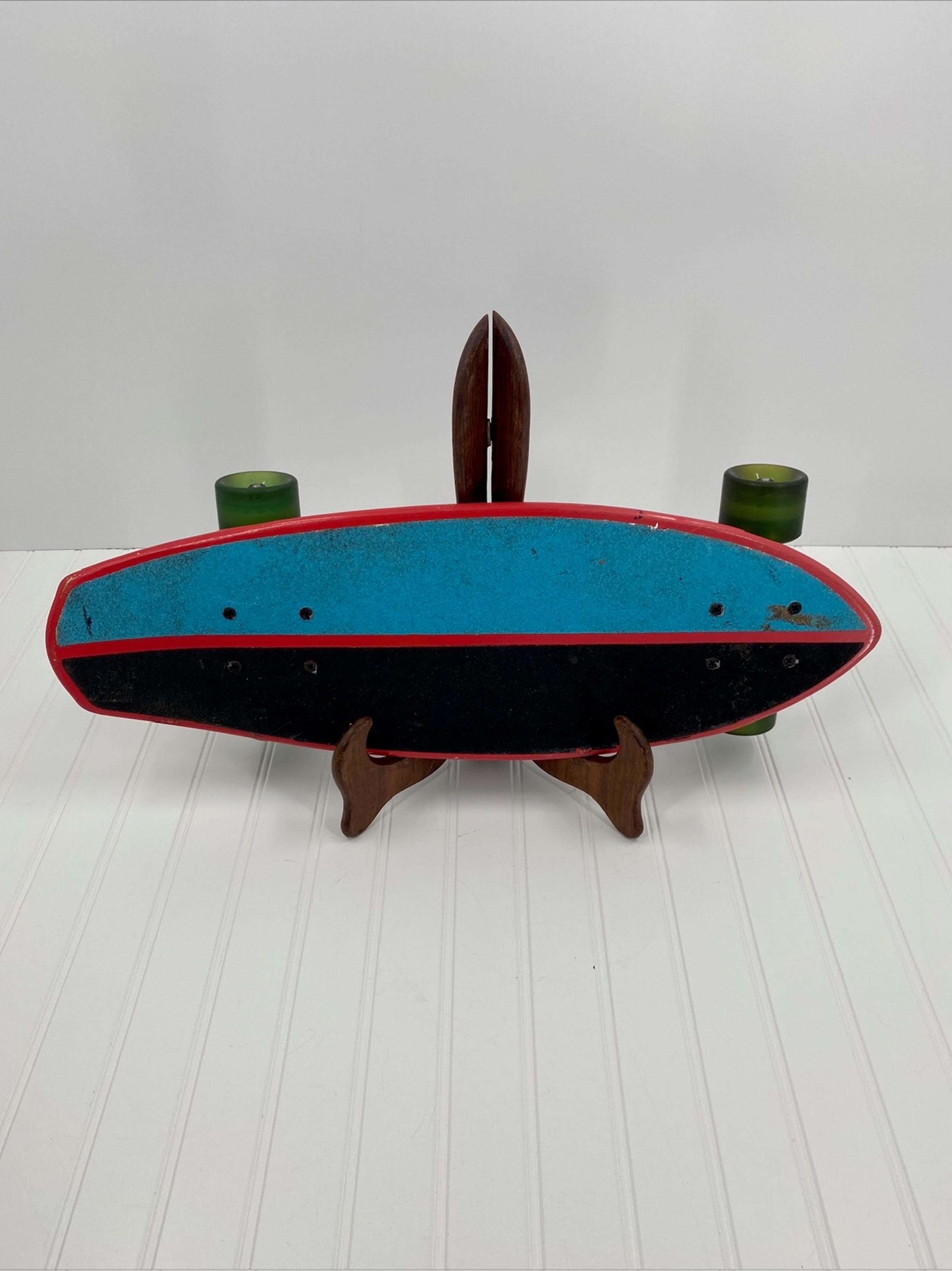 Kryptonics Skateboard Mini Fat Cruiser 23"-Red Trim Blue/Black with Green Wheels
