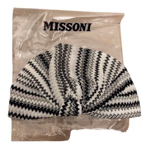 Missoni black and white knit turban hat