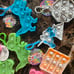 12 pop it fidget keychains (6 glow in th