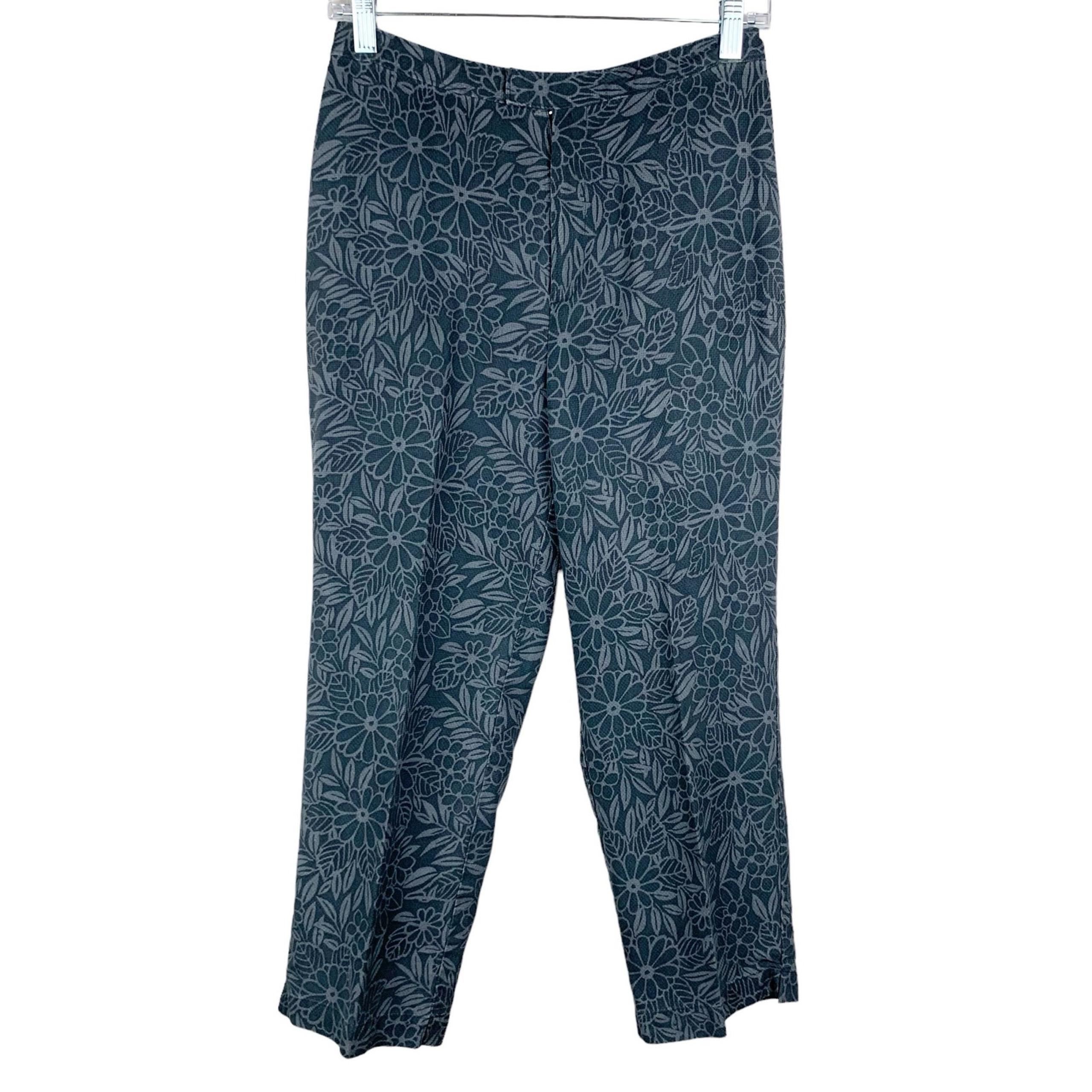 Tommy Bahama Cropped Pants Silk Grey Floral High Rise Women’s 4