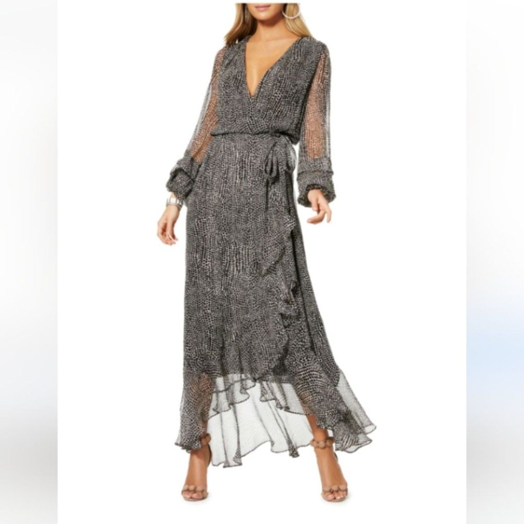 NWT Ramy Brook Tamra Long Sleeve Silk Women Maxi Dress sz M