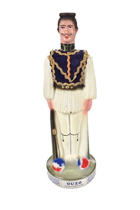 Vintage 1960's OUZO GREEK LIQUEUR CERAMIC STATUE EMPTY BOTTLE MALE 12 Rare
