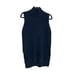 EVERLANE Navy Blue Wool Cashmere Ribbed Mock Neck High Low Tunic Sweater Small