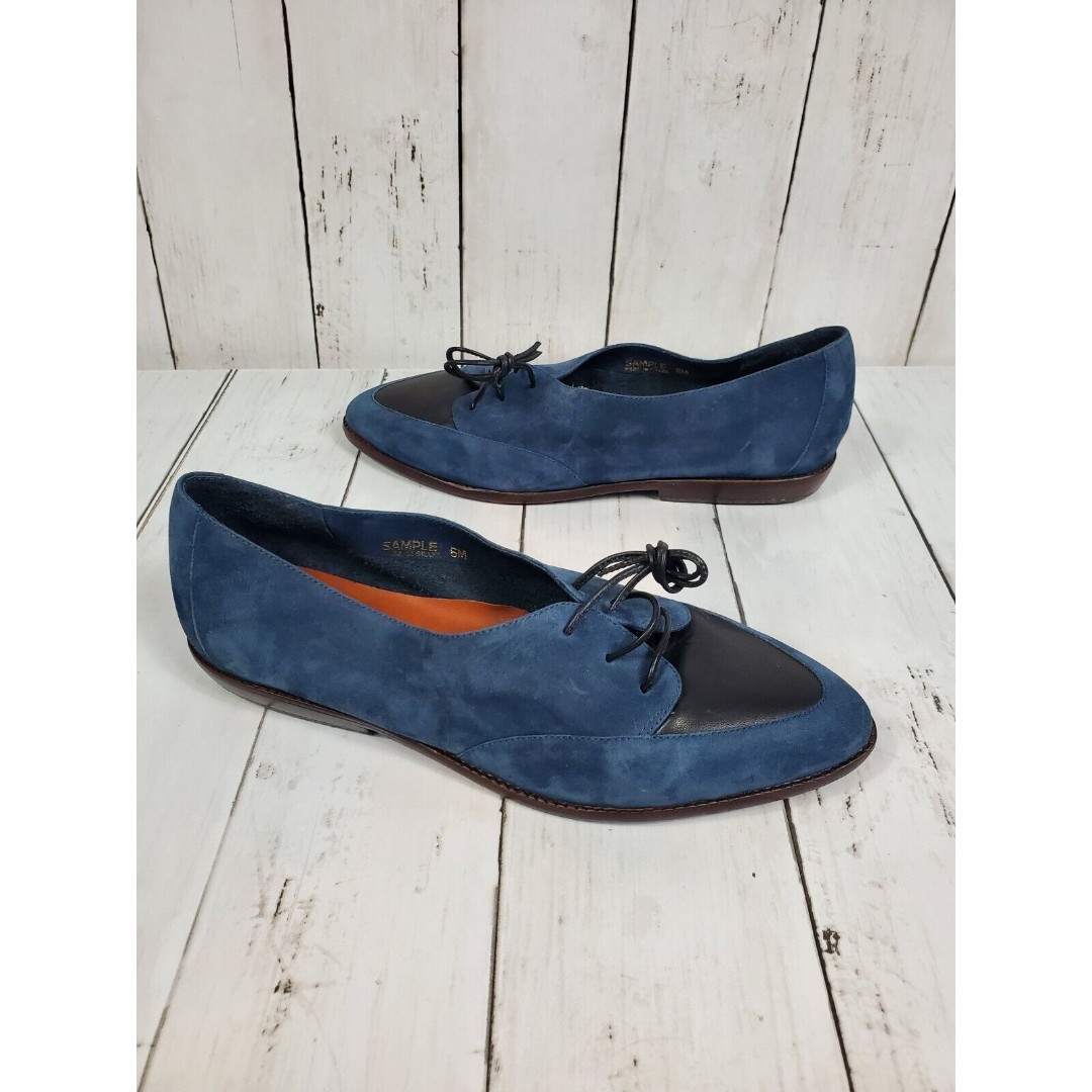 Nike Tensile Air Leather Lace Up Oxford Shoes Womens Size 6 Blue Suede Sample