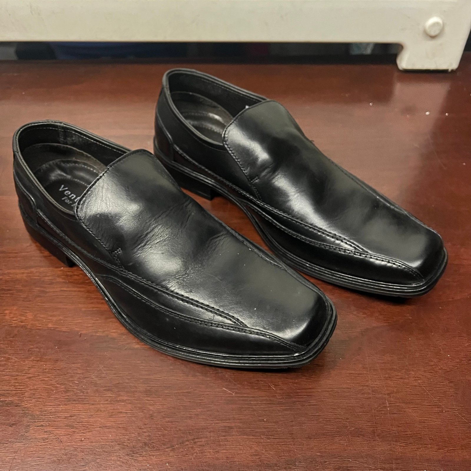 Venturini For Men Slip On Black Leather Albania Made Dress Shoes Size 9M New