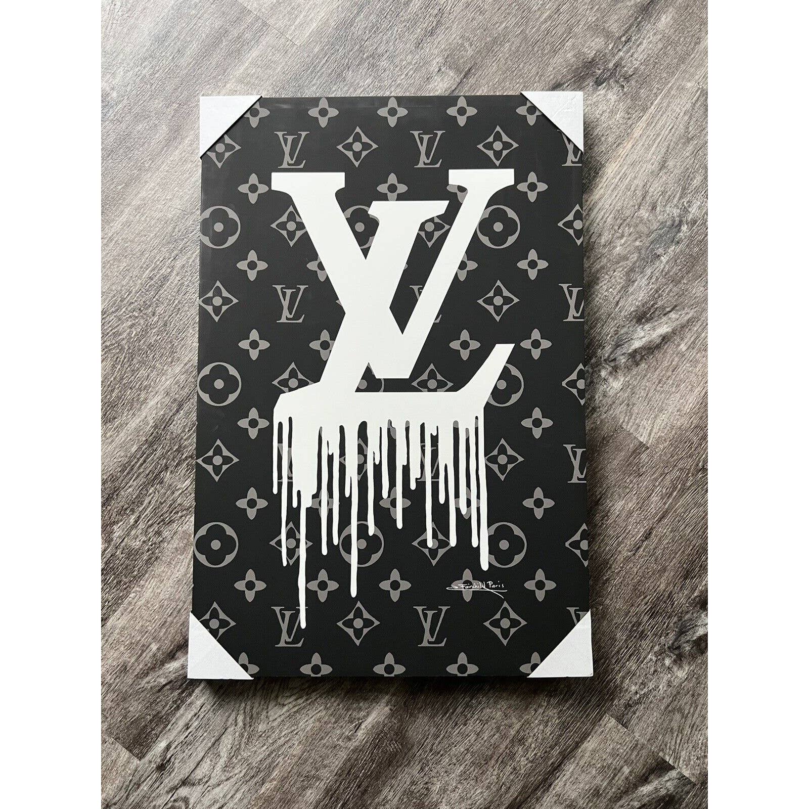 Design District Canvas Fashion Wall Print Louis Vuitton Supreme Glitter  Red28x21