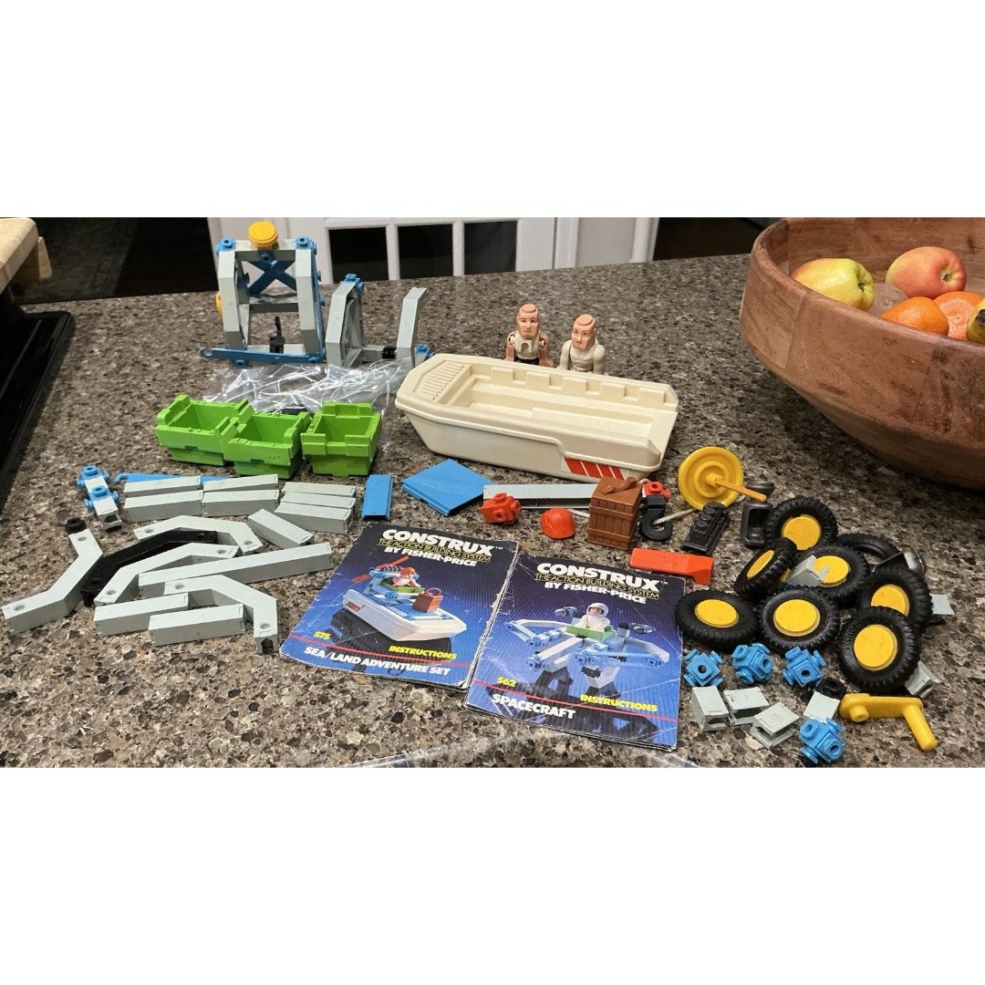 Fisher Price Construx #575 Sea/Land & #562 Spacecraft Adventure Set (No Box)