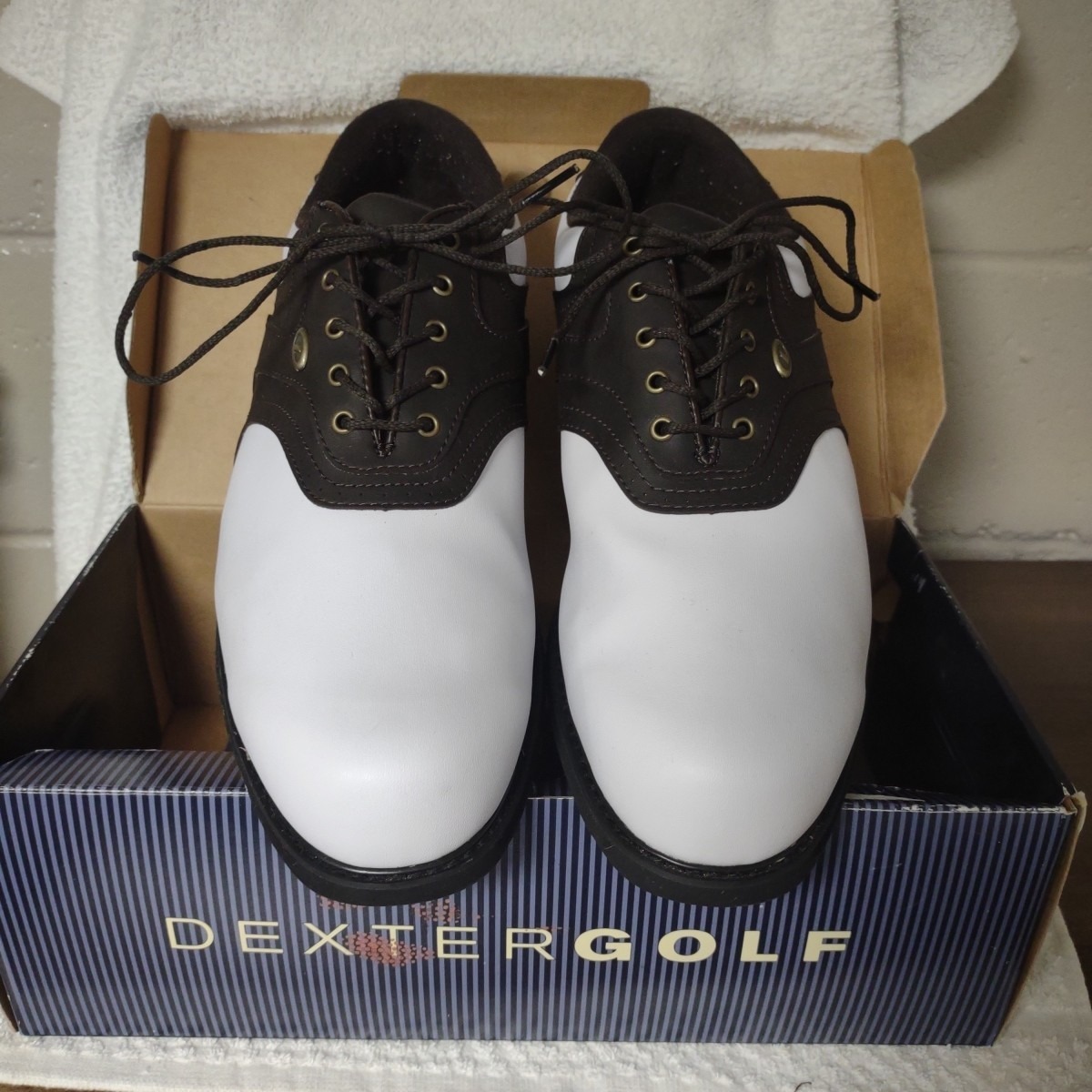 Dexter Golf Wedgewood GF951-14 Golf Shoes Size 12 water resistant white brown