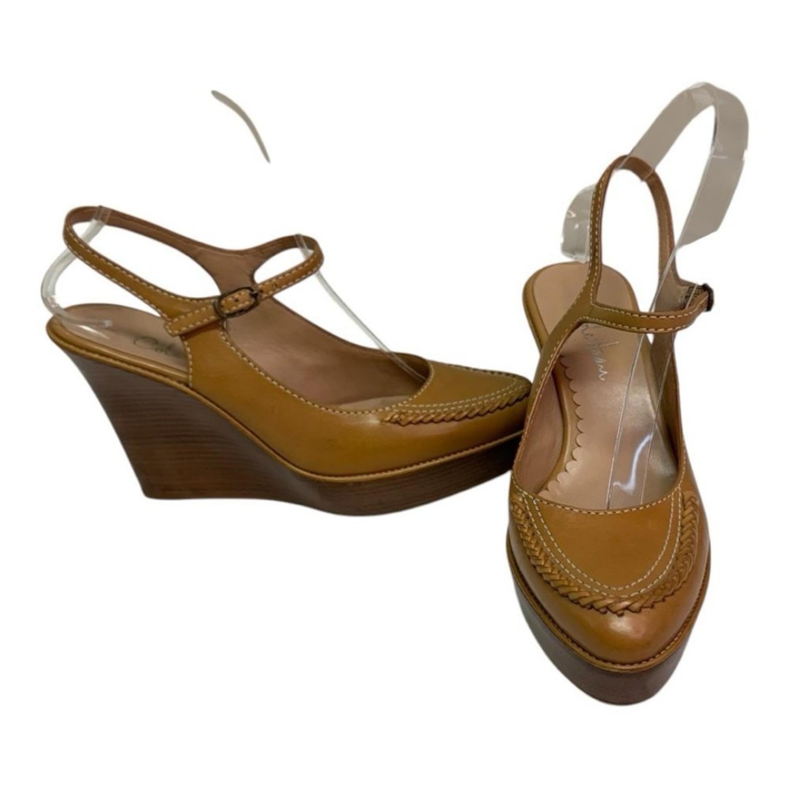 Cole Haan Brenna Brown Wedge  Mary Jane Sling Back Shoes Size 7.5 AA (Narrow)