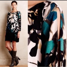 Anthropologie Maeve Shaded Garden green black shift dress size X-small