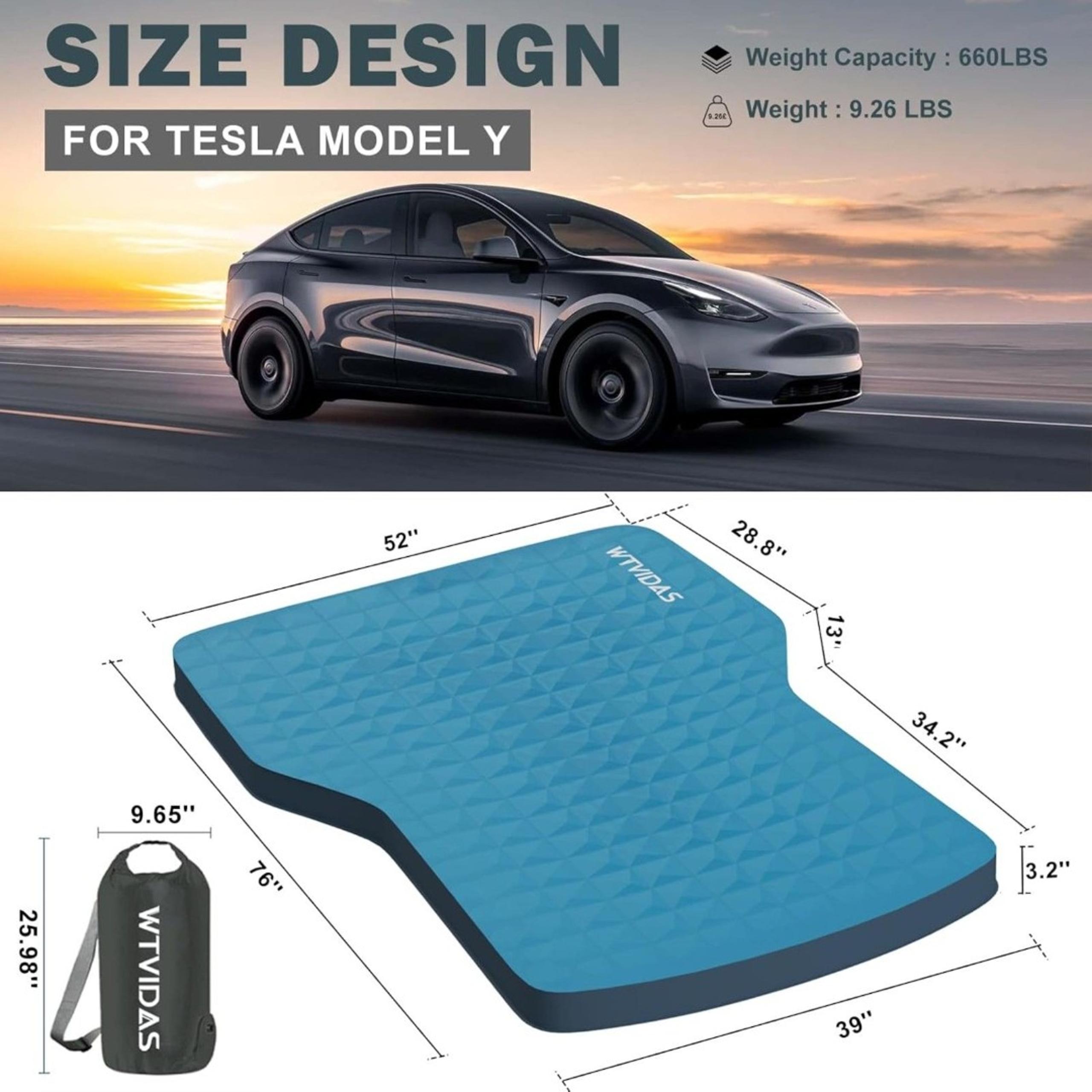 Tesla Model Y Self Inflating Mattress with Solid Foam & Air Pump