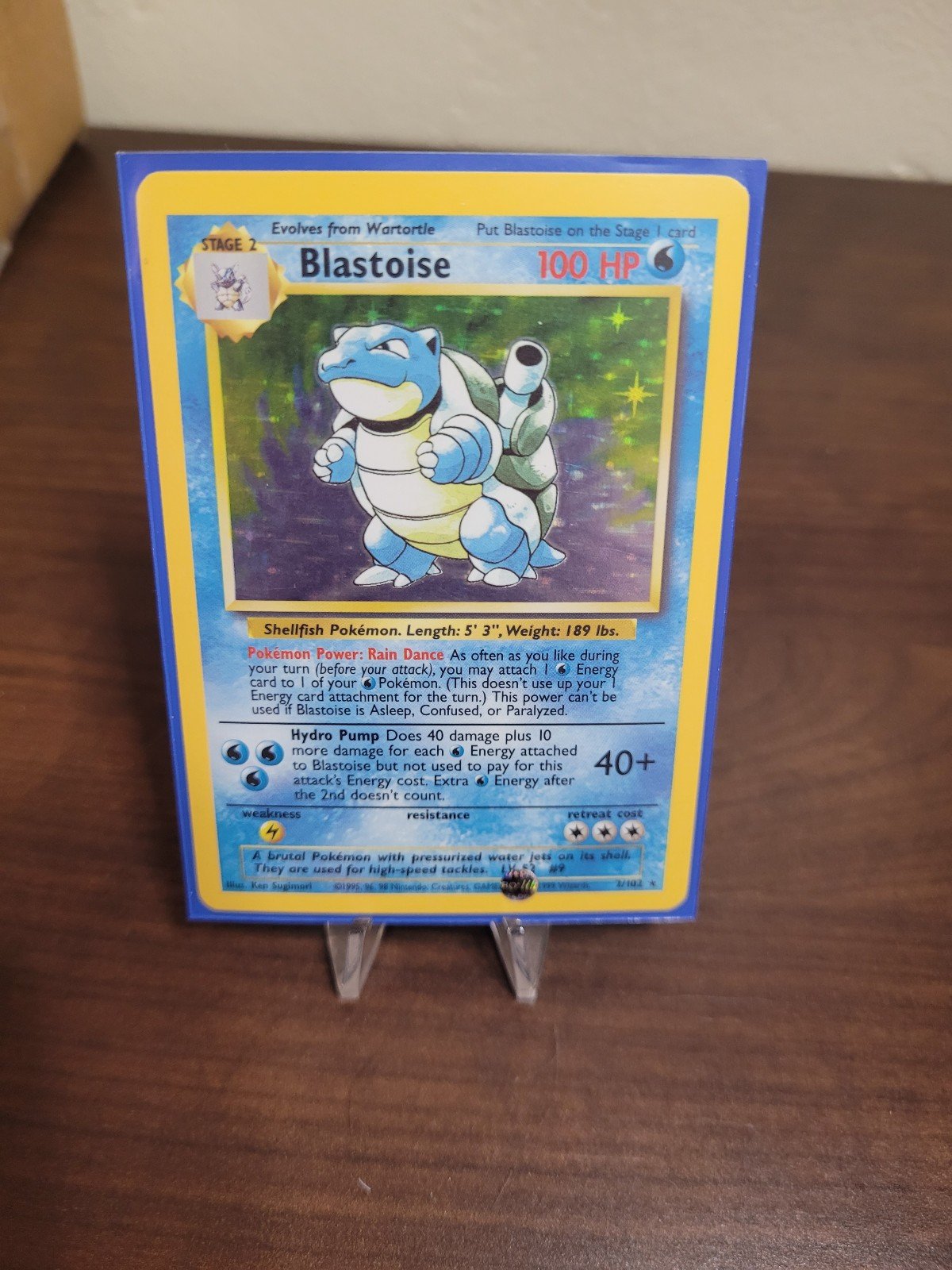 Holographic Blastoise card near mint