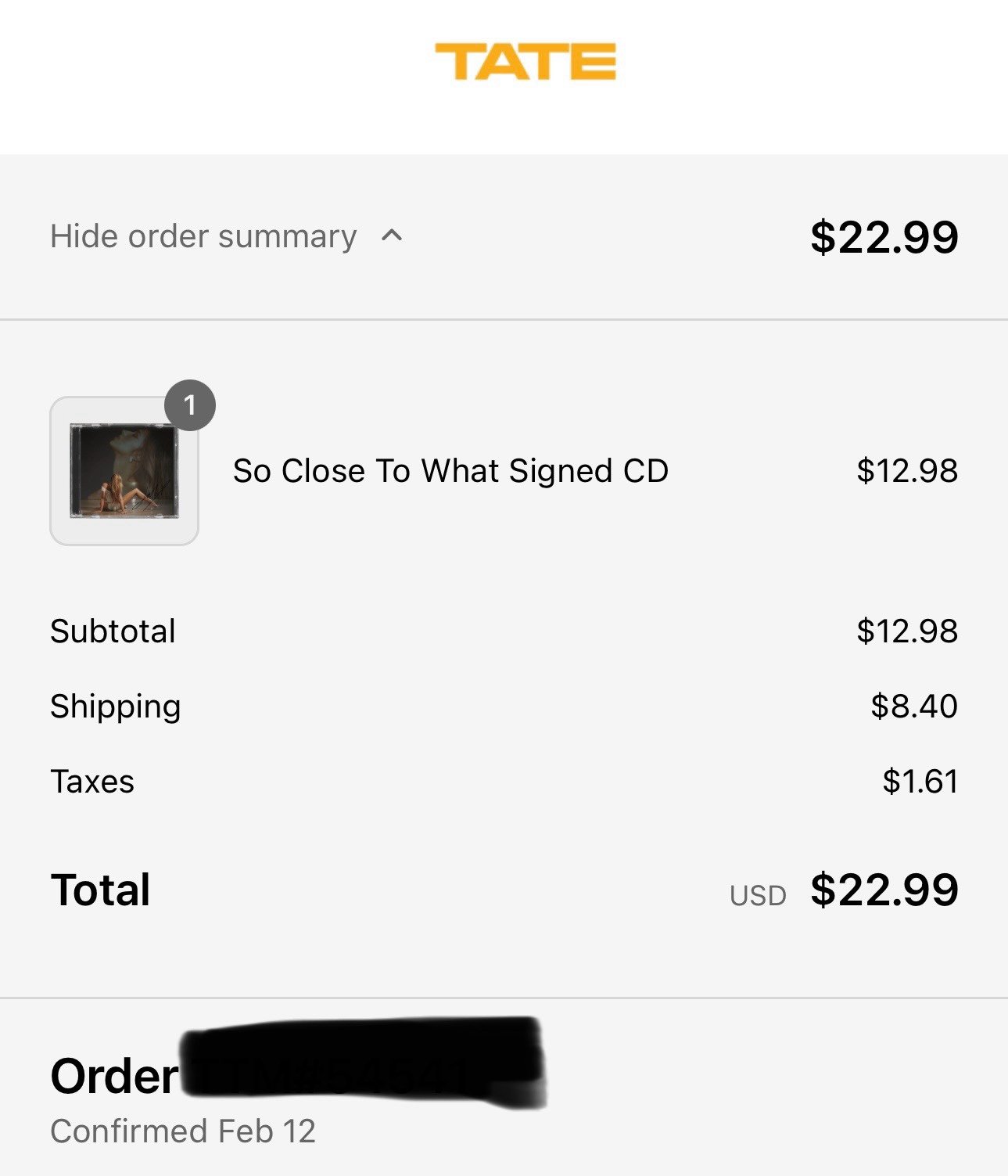 SIGNED SEALED Tate McRae So Close To What Signed CD