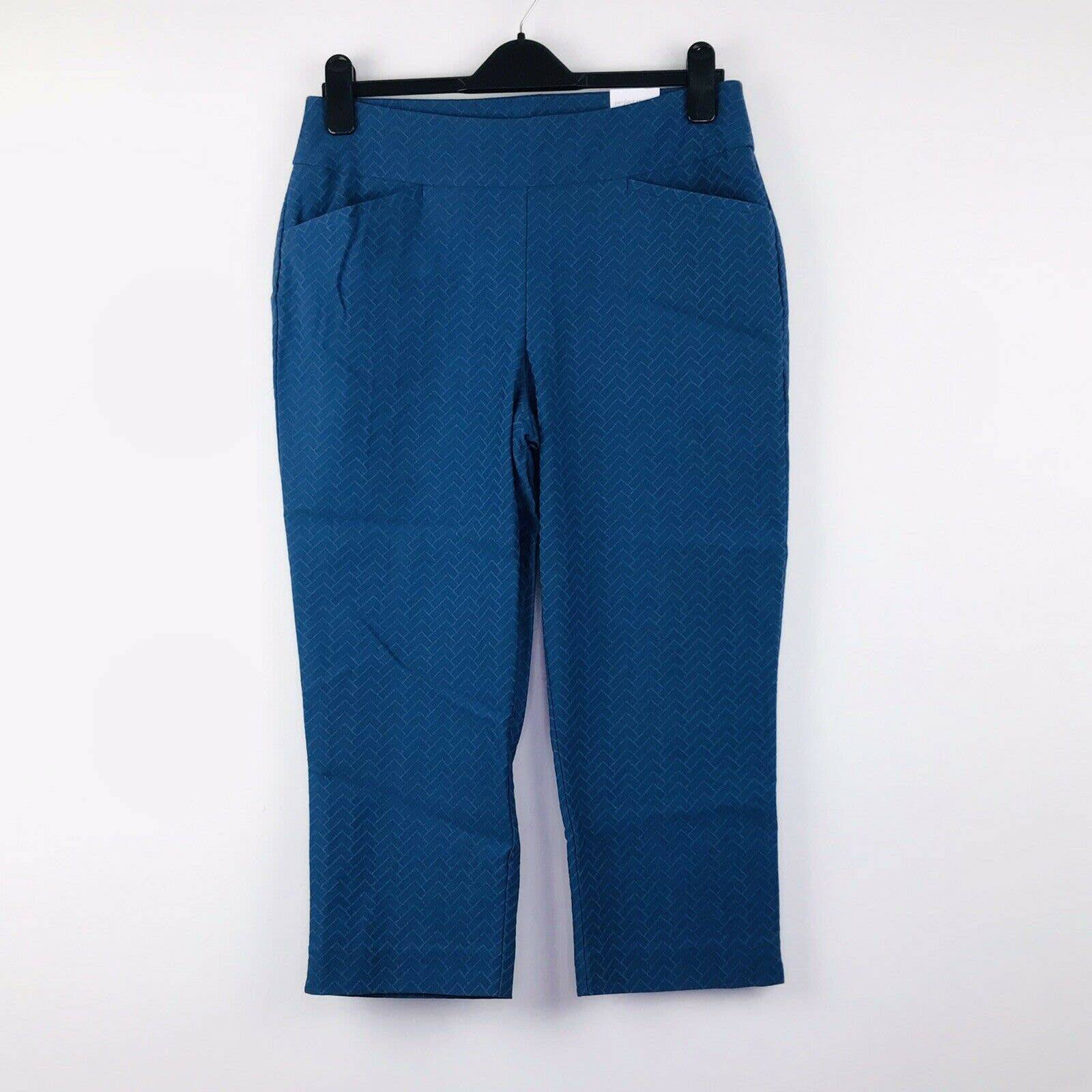 Chico's Women's 0.5 Capri Pants US 6 Perfect Stretch Blue Pull On Career NWT E21