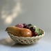 Vintage MCM Ceramic Fruits in Woven Basket, Made in Italy