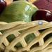 Vintage MCM Ceramic Fruits in Woven Basket, Made in Italy