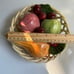 Vintage MCM Ceramic Fruits in Woven Basket, Made in Italy