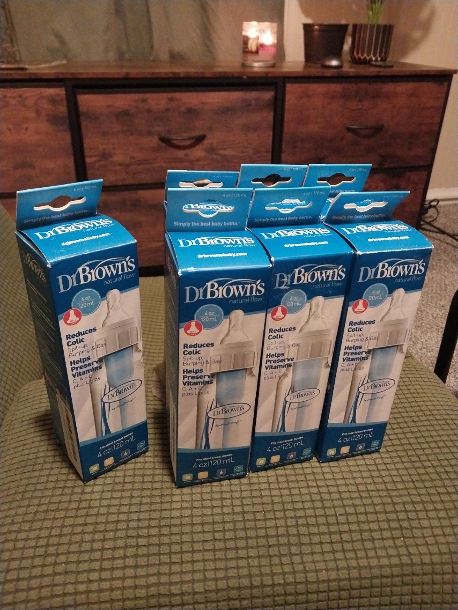 Dr Brown's Natural Flow 4 oz 120 mL Colic Baby Bottle Lot x7 New Never Used