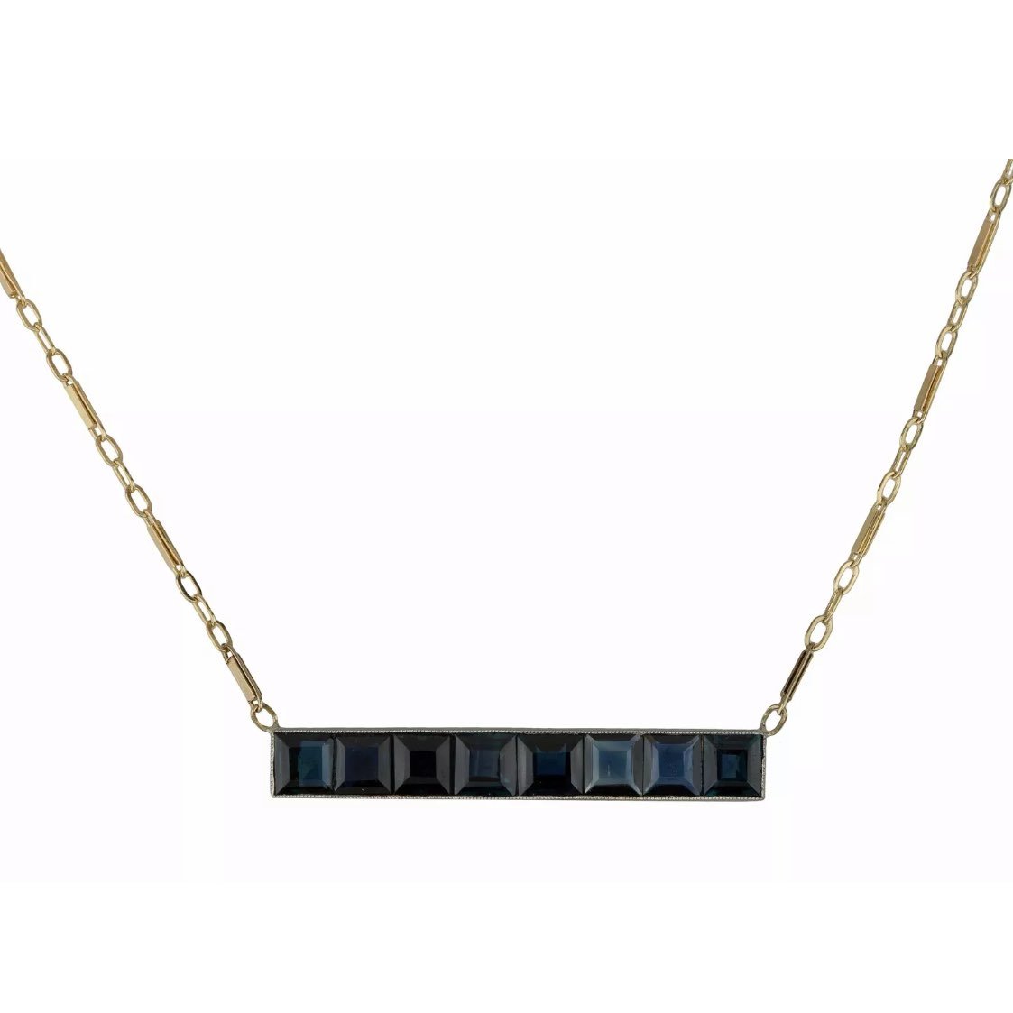 14K Yellow Gold Blue Sapphire Necklace