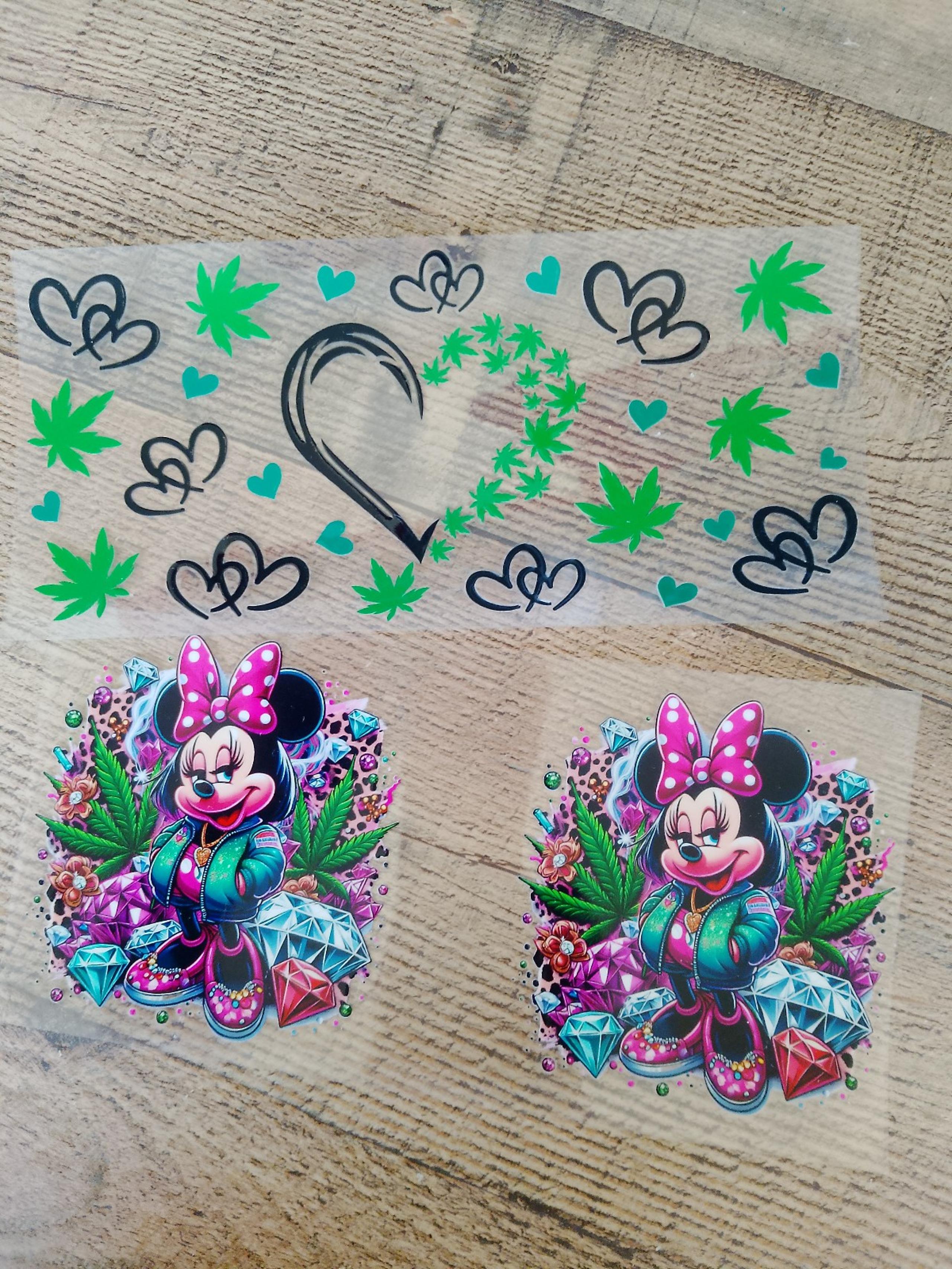 Minnie Mouse Heart Leaf UV DTF Transfers