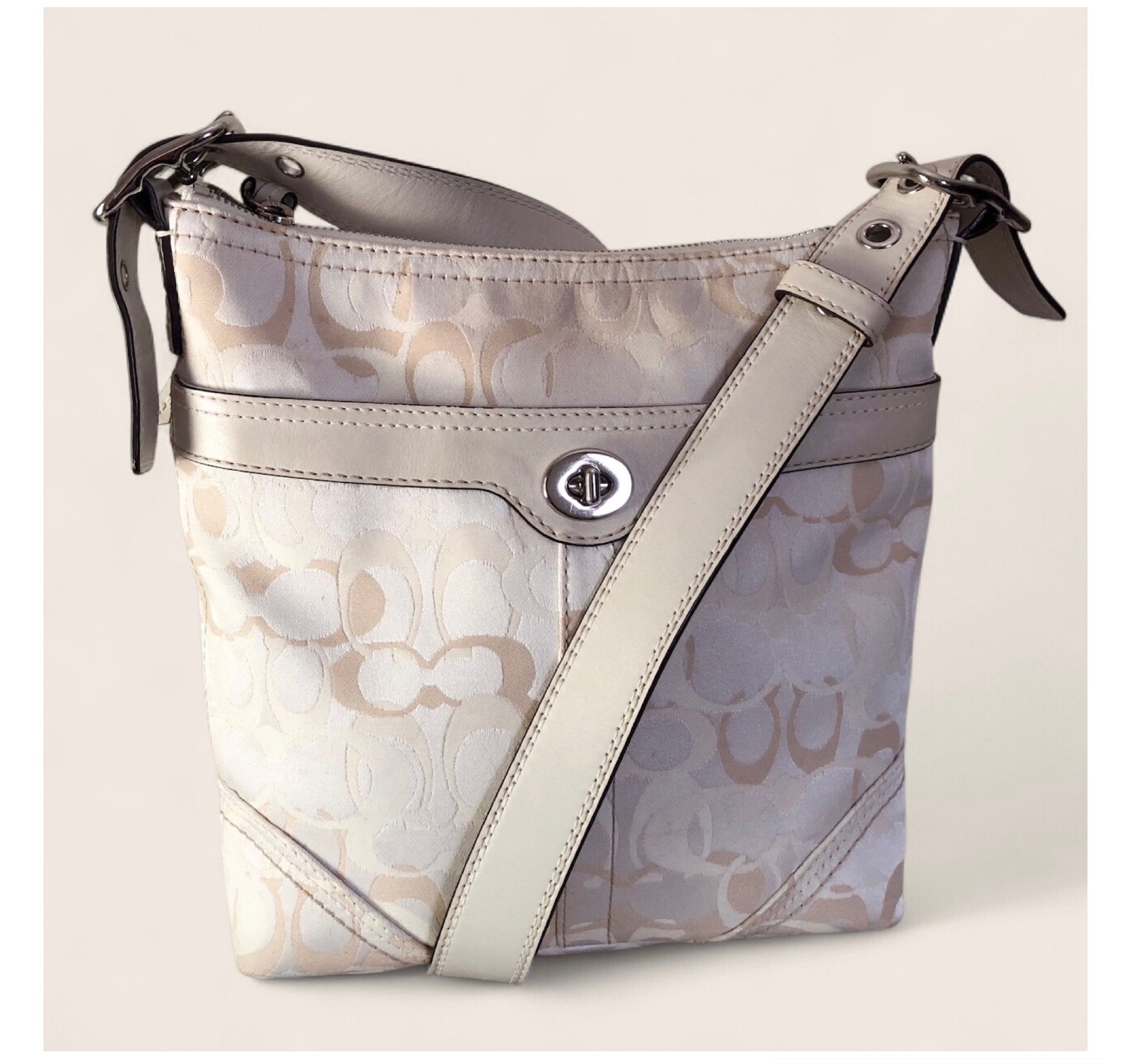 Coach Signature beige canvas & leather bag
