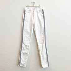 NEW 7 For All Mankind Women’s Skinny Jeans Side Stripe White 24 NWT