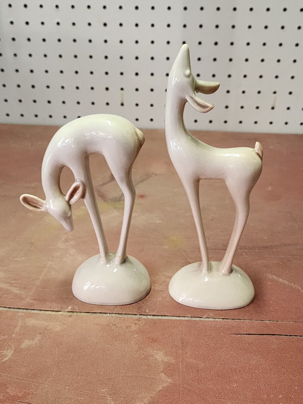 Vintage 1940's Roselane White Young Dear Slender Figurines California Pottery