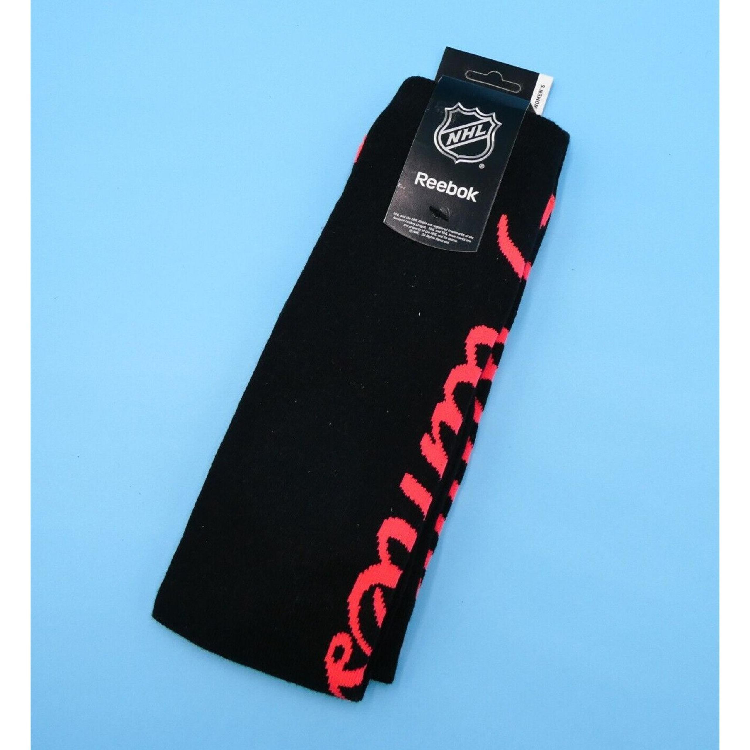 Calgary Flames Crew Socks Womens One Size Reebok Black Hockey NHL Mid Y2K