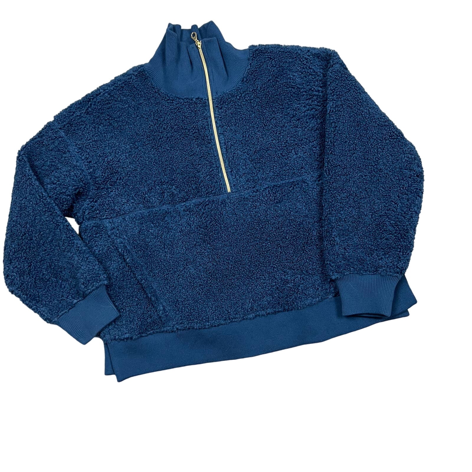 JoyLab Women's Blue Sherpa Quarter Zip Long Sleeve Pullover - Size XXL - NWT