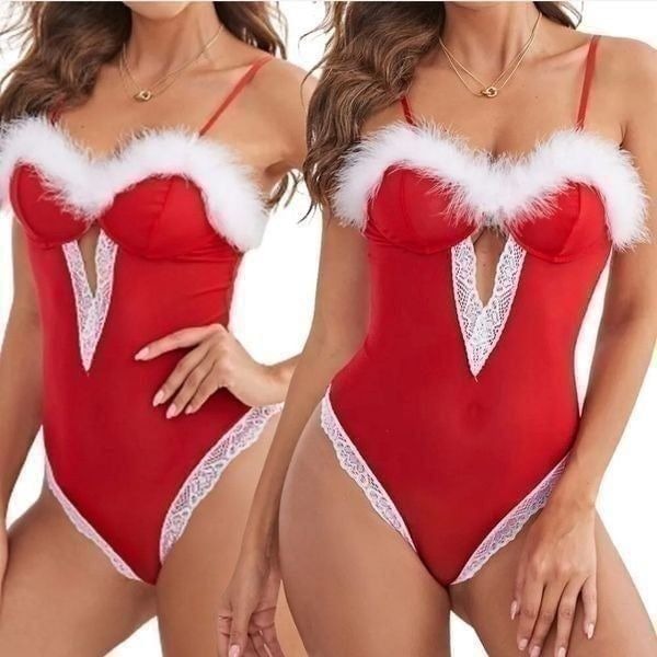 Women's Christmas Lingerie Outfit Fancy Bodysuit Underwear Babydoll Nightwear US