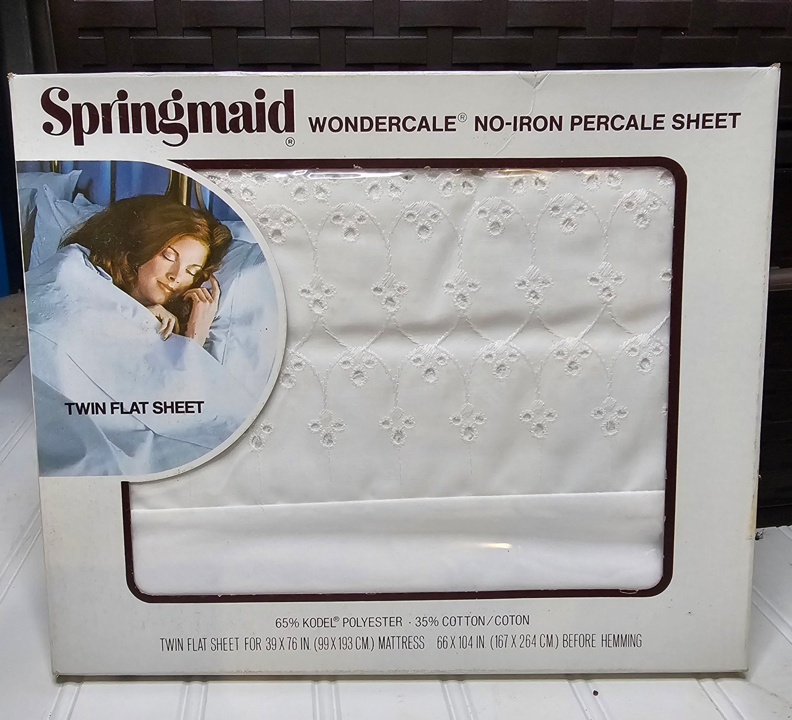 Vintage Springmaid Queen Ann's Lace Percale No Iron Twin Flat Sheet HTF Sealed