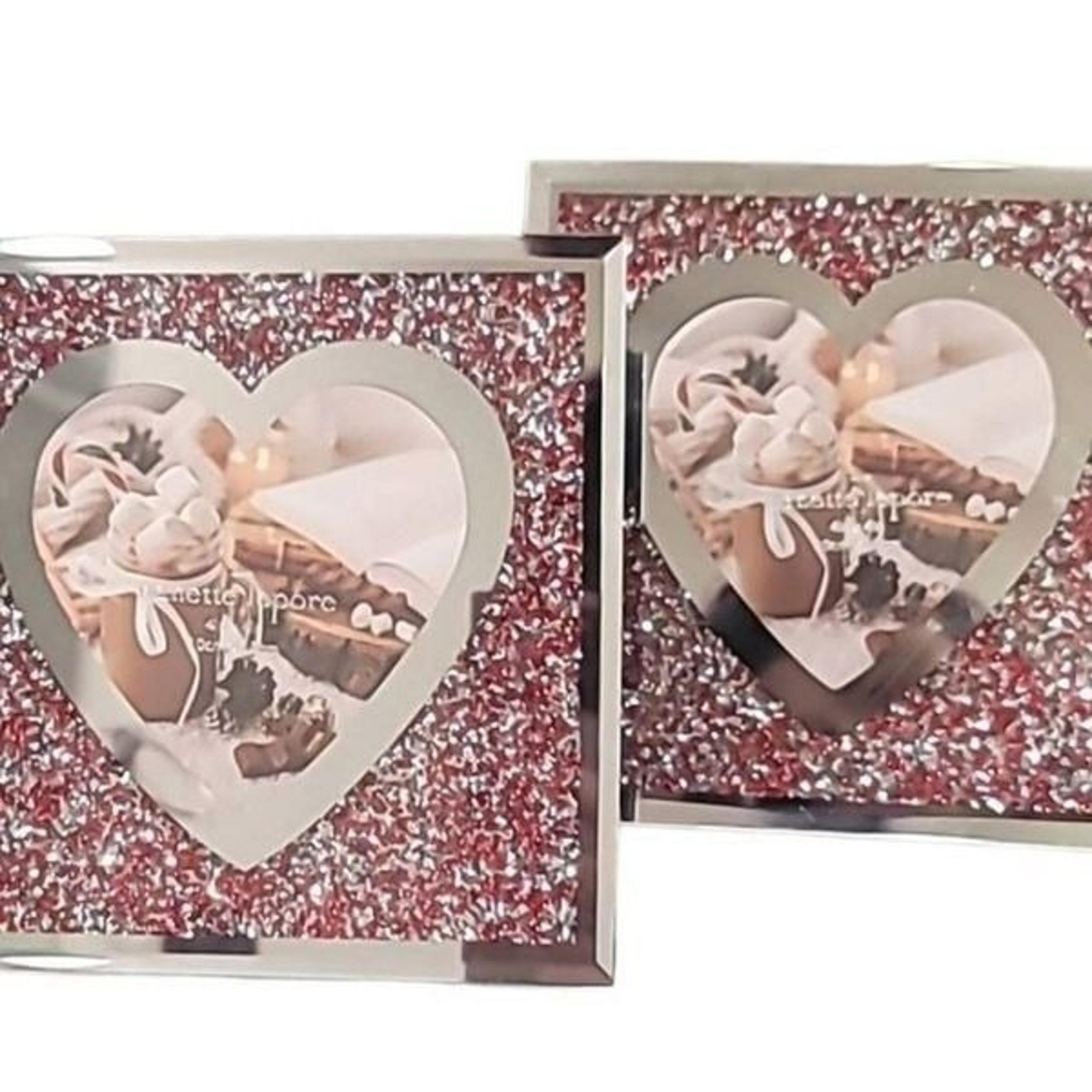 Nanette Lepore Red/Silver Rhinestone Encrusted Heart Photo Frames